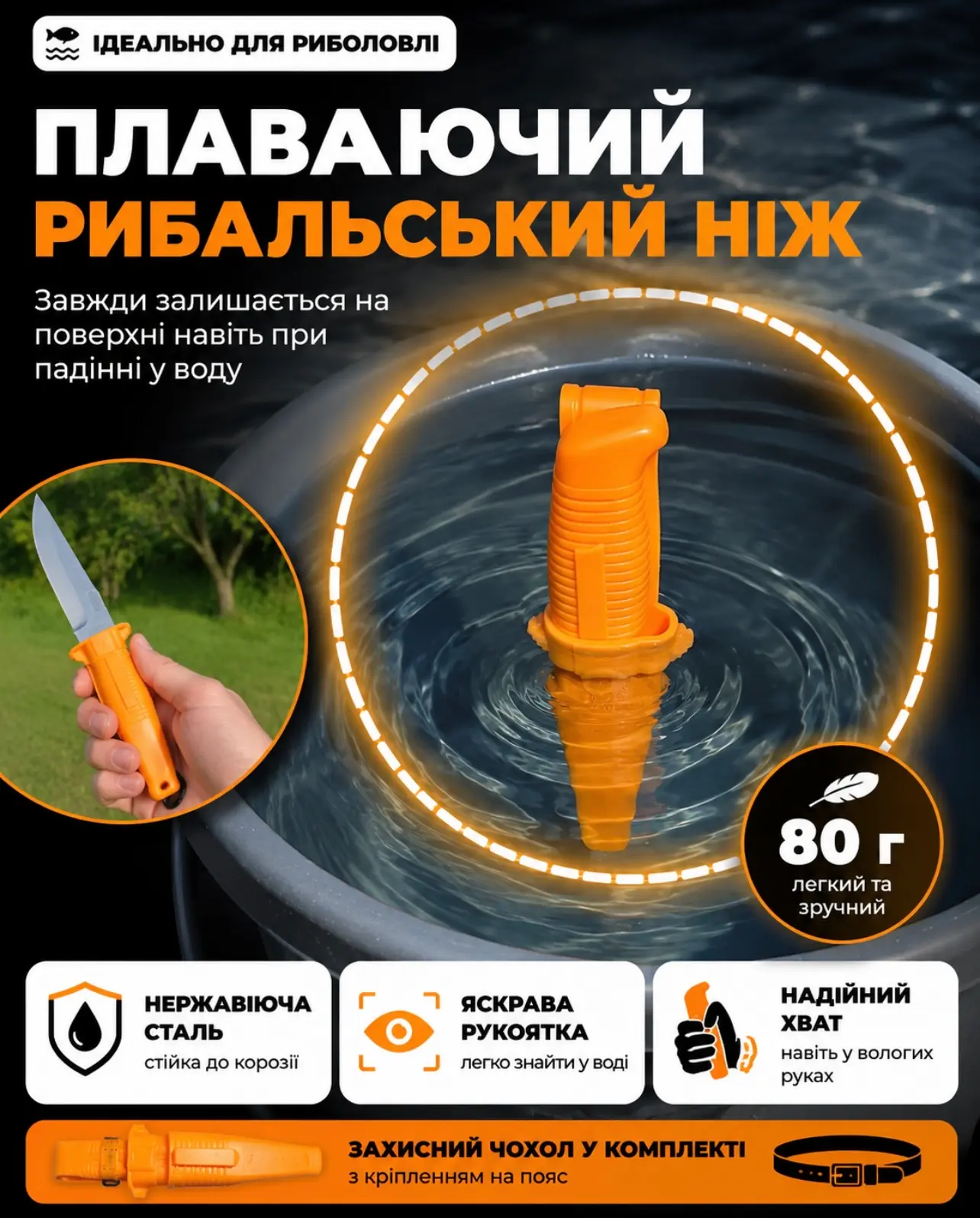 Універсальний плаваючий ніж для рибалки та пікніка