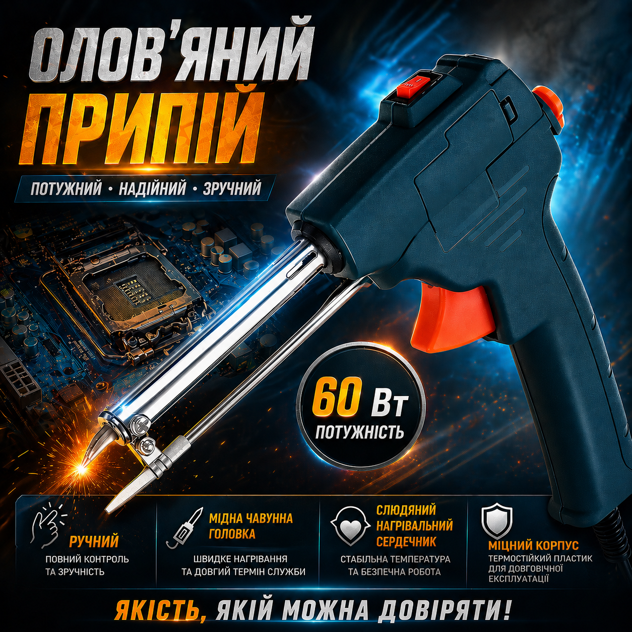 ПАЯЛЬНИЙ ЗВАРЮВАЛЬНИЙ ПІСТОЛЕТ 6В1 НА 60ВТ