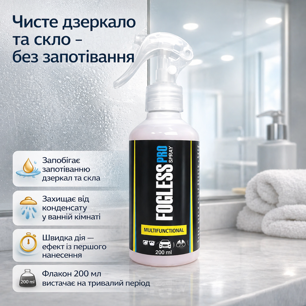 СПРЕЙ ВІД ЗАПОТІВАННЯ СКЛА
