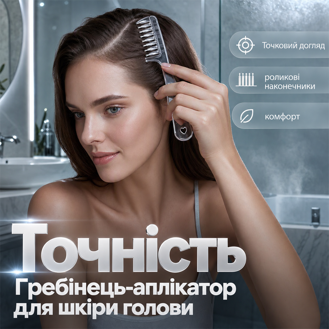 Гребінець-аплікатор для шкіри голови